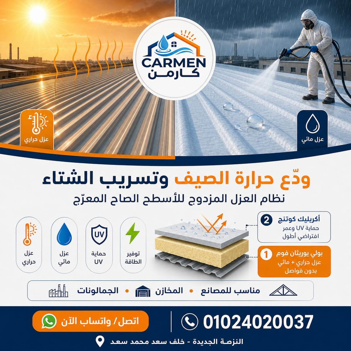 تطبيق لفائف البيتومين المسلحة بمشروع سكني بأكتوبر